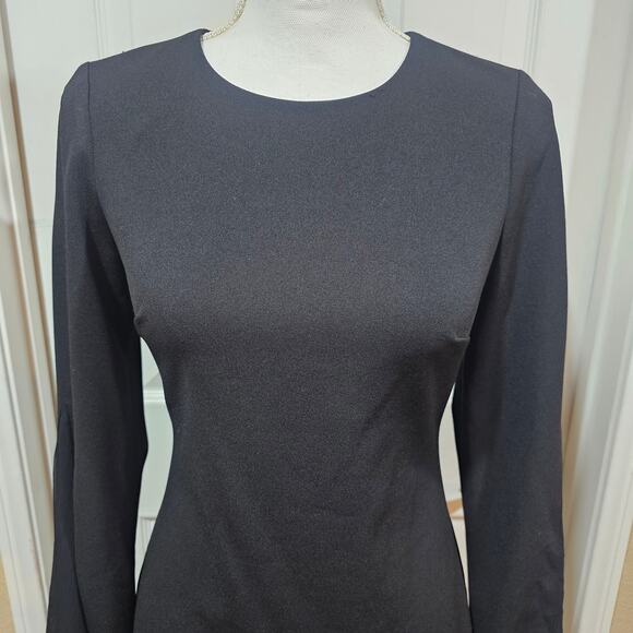 Calvin Klein Black Sheath Dress Sheer Bell Sleeves Size 2 - Picture 4 of 9